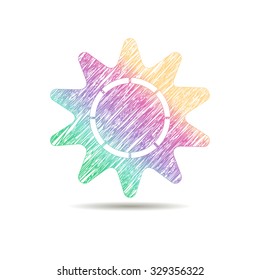 Sun logo painted in the colors of the rainbow