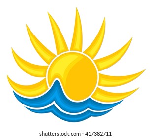 sun Logo in the sea. 