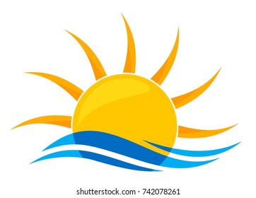 Sun Logo and sea. 
