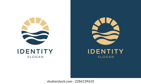 Logo de Sun con diseño vectorial de olas marinas