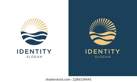 Logo de Sun con diseño vectorial de olas marinas