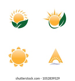 Sun logo set generic naturally vector icons design illustration concept emblem isolated