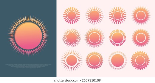 Plantilla de diseño de icono de conjunto de logotipo de sol . Ilustración vectorial