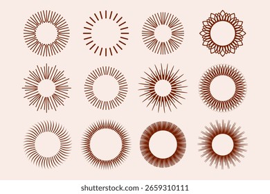 Plantilla de diseño de icono de conjunto de logotipo de sol . Ilustración vectorial