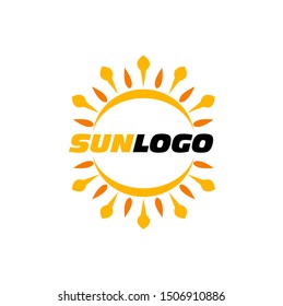 sun logo with shine bright icon and sunny star symbol