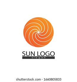 Sun logo and stars symbols star icon web Vector