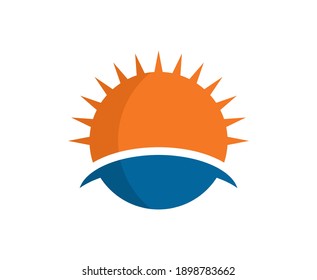 Sun logo summer sea vector 