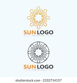 Sun logo and summer Vector illustration Icon Logo shine  Template design