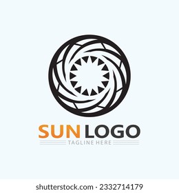 Sun logo and summer Vector illustration Icon Logo shine  Template design