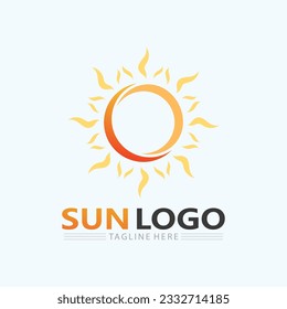 Sun logo and summer Vector illustration Icon Logo shine  Template design