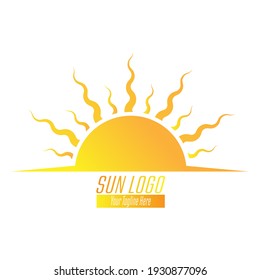 Sun-Logo. Sonnenaufgang oder Sonnenuntergang. Vektorgrafik, flaches Design.