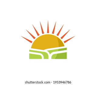 Sun logo sunset farm vector icon 
