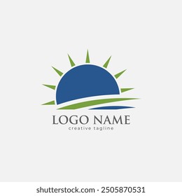 Logotipo del sol, puesta del sol, logotipo de la naturaleza totalmente editable Plantilla del Vector