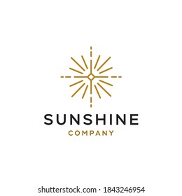 sun logo, sunset sunrise with beach ocean sea water logo icon vector in trendy line linear, abstract outline logo vector for hotel or spa