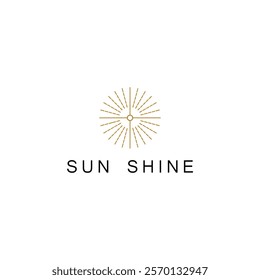sun logo, sunset sunrise with beach ocean sea water logo icon vector in trendy line linear, abstract outline logo vector for hotel or spa
