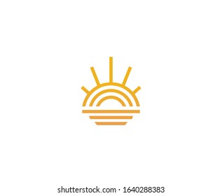 Sun logo sunset vector icon 