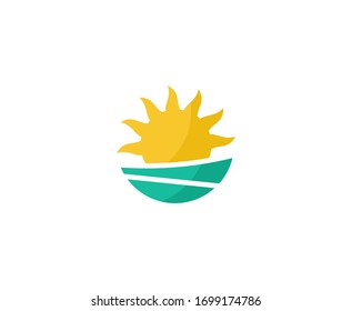 Icono del vector de ola de sol logotipo 