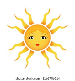 sun logo, sunshine sun face vector isolated, weather forecast design icon, sun vector seasons sunny weather, sunny weather icon illustration