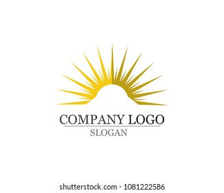 Sun logo and symbols star icon web Vector
