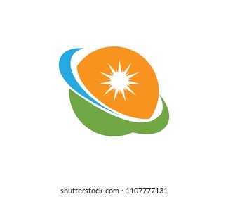 Sun logo and symbols star icon web Vector - 

