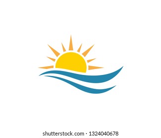 Sun logo and symbols star icon web Vector - 
