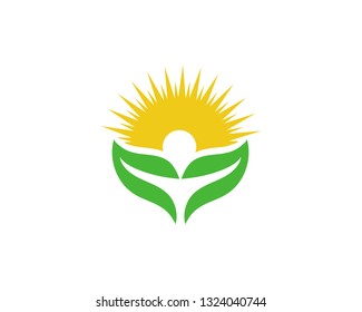 Sun logo and symbols star icon web Vector - 
