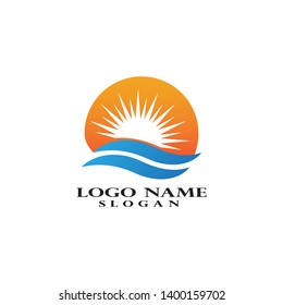 Sun logo and symbols star icon web Vector