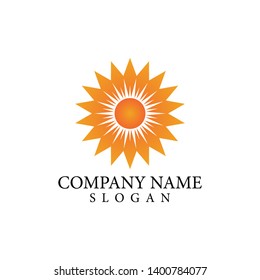 Sun logo and symbols star icon web Vector