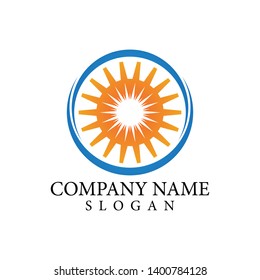 Sun logo and symbols star icon web Vector