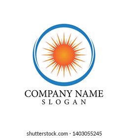 Sun logo and symbols star icon web Vector