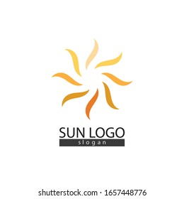 Sun logo and symbols star icon web Vector