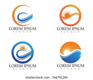 Sun logo and symbols star icon web Vector - 
