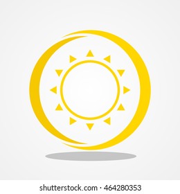 Sun logo template in the circle gold color design illustration