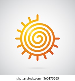 Sun logo template. Swirling orange sun. Creative symbol for company identity, advertising, poster, banner, web and flyer.