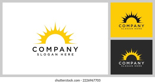 sun logo vector icon design linear