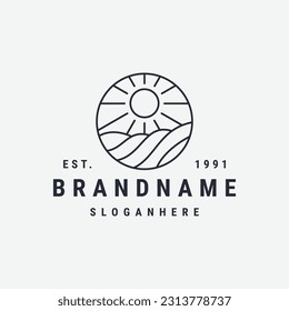 Sun logo vector icon illustration hipster vintage retro .