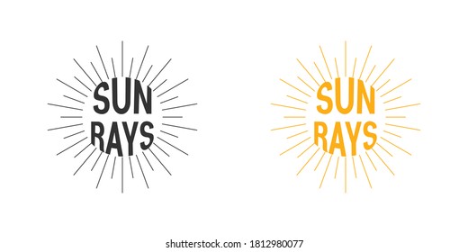Sun logo vector icons. Sun rays logo. Sun rays text. Vector illustration