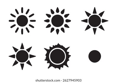 sun logo vector, icons and symbols. Minimalist geometric various design sun elements. Vector illustration