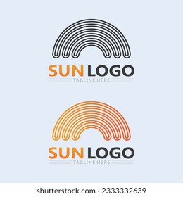 Sun logo and Vector illustration Icon Logo Template design