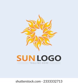 Sun logo and Vector illustration Icon Logo Template design