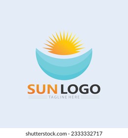 Sun logo and Vector illustration Icon Logo Template design