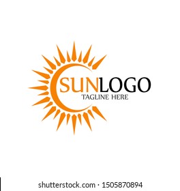 sun logo vector with shine bright template