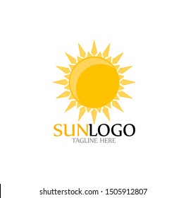 sun logo vector with shine bright template