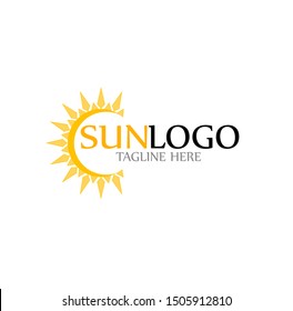 sun logo vector with shine bright template