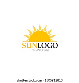 sun logo vector with shine bright template