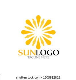 sun logo vector with shine bright template