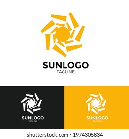 Sun logo vector template design in three preview