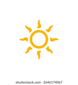 Sun Logo Wavy Rays Boho Symbol for heatwave visual, henna tattoo, summer vacation branding, July sun art, ethnic nature and festival illustrations with warm seasonal energy. Vector Illustration