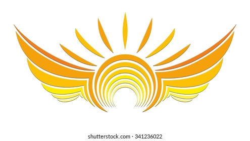 sun Logo with wings. 