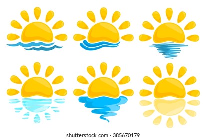 sun Logos with sea.